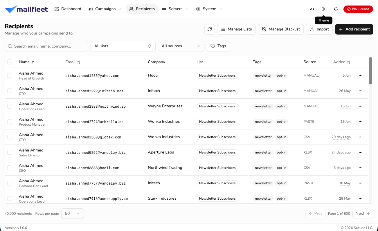 MailFleet campaign review step showing an audience preview funnel: 1,400 contacts from lists, after tags, after deduplication, zero suppressed, and 1,400 that will send.